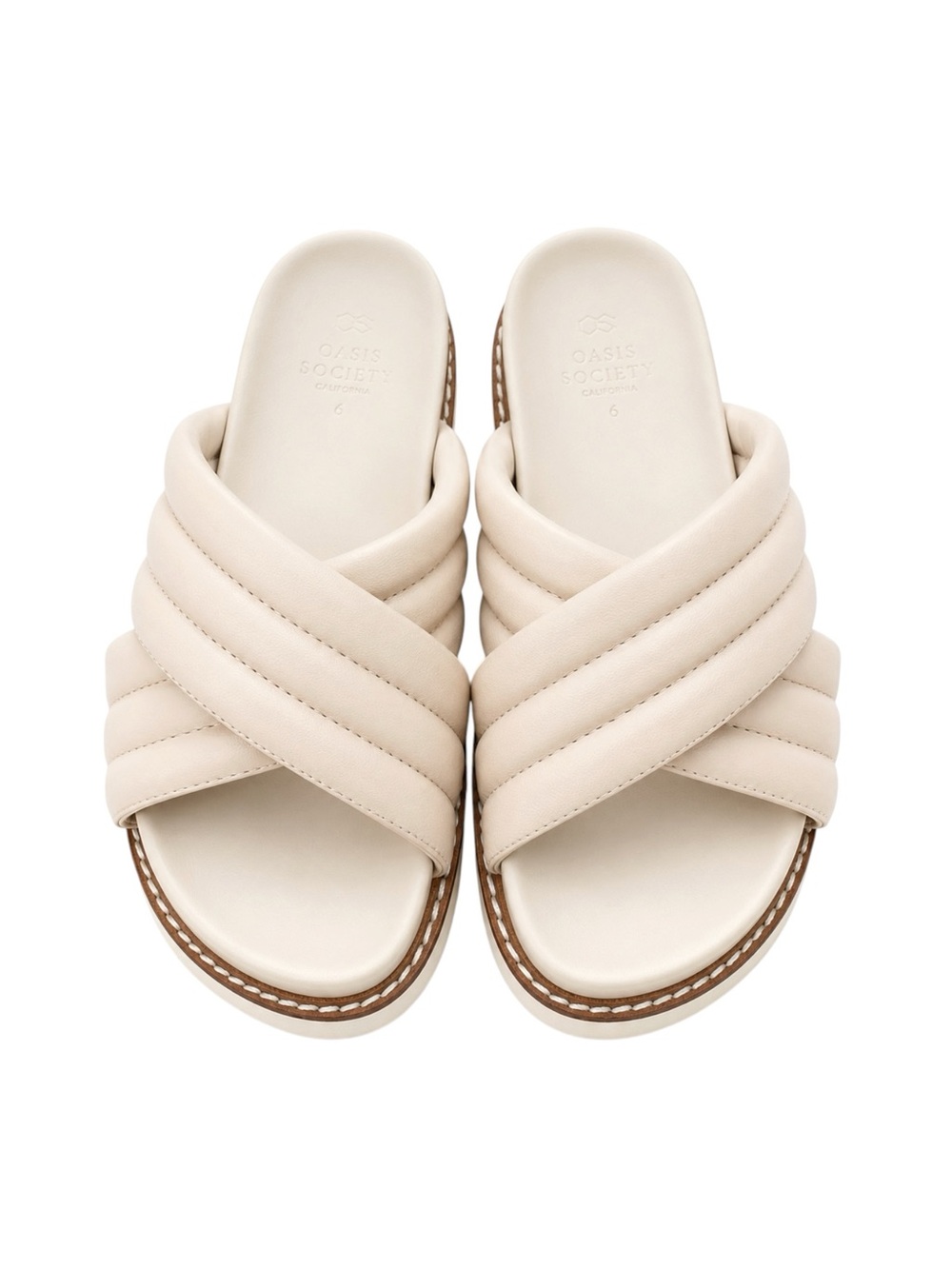 Oasis Society California Padded Criss Cross Slide Sandals Cream Women’s Size 6